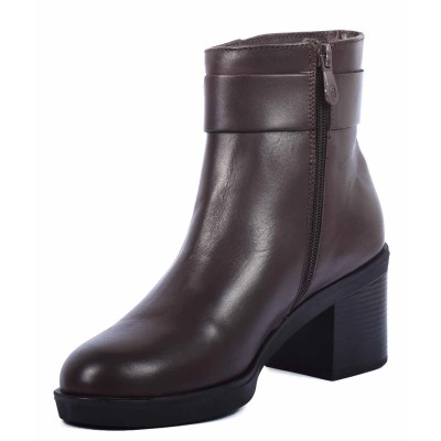 boots femme cuir marron à talon Andrea Bruni AB-9090-9-M