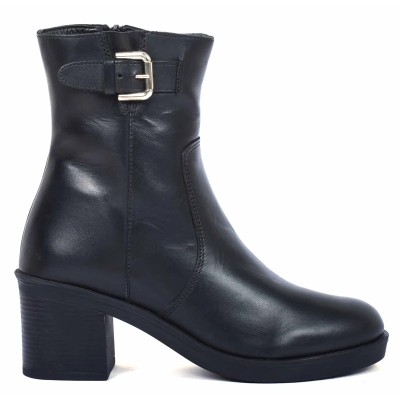 boots femme cuir noir à talon Andrea Bruni AB-9090-1-N