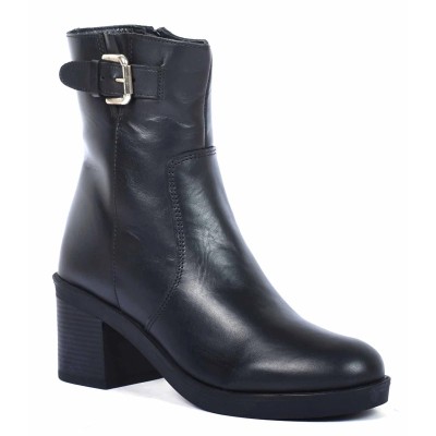 boots femme cuir noir à talon Andrea Bruni AB-9090-1-N