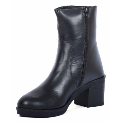 boots femme cuir noir à talon Andrea Bruni AB-9090-1-N