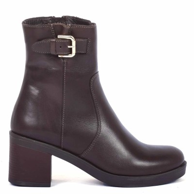 boots femme cuir marron à talon Andrea Bruni AB-9090-1-M