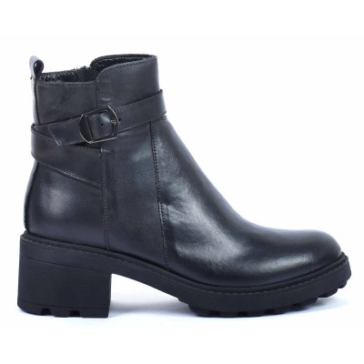 boots femme cuir noir à semelle épaisse Andrea Bruni AB-9090-31-N