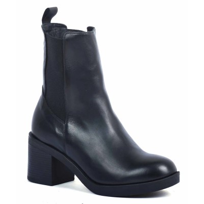 boots femme cuir noir chelsea à talon Andrea Bruni AB-9090-5-N