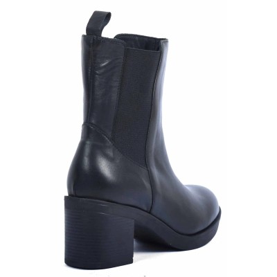 boots femme cuir noir chelsea à talon Andrea Bruni AB-9090-5-N
