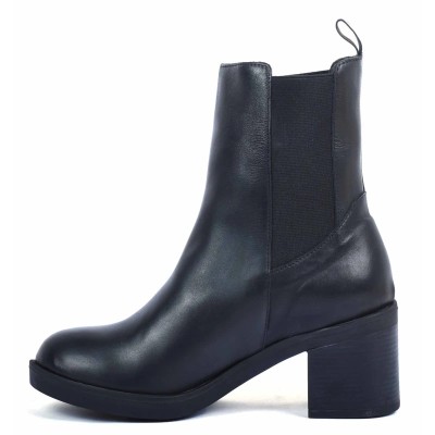 boots femme cuir noir chelsea à talon Andrea Bruni AB-9090-5-N