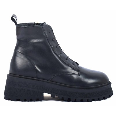 boots femme cuir noir à semelle plateforme Andrea Bruni AB-900-3-N