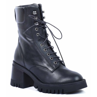 boots femme cuir noir à talon compensé Andrea Bruni AB-9090-35-N