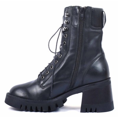 boots femme cuir noir à talon compensé Andrea Bruni AB-9090-35-N