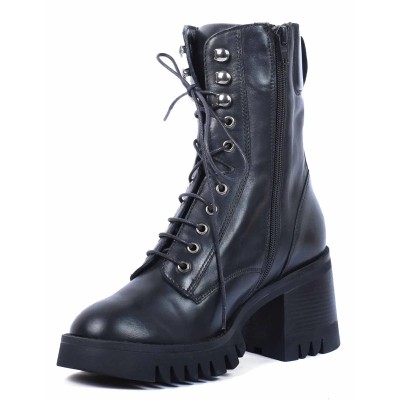 boots femme cuir noir à talon compensé Andrea Bruni AB-9090-35-N