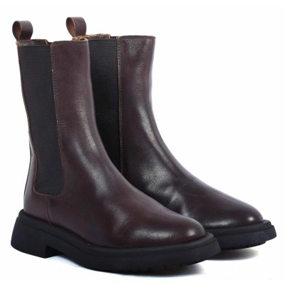 boots femme cuir marron chelsea Andrea Bruni AB-X1-2-M