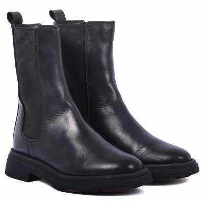 boots femme cuir noir chelsea Andrea Bruni AB-X1-2-N