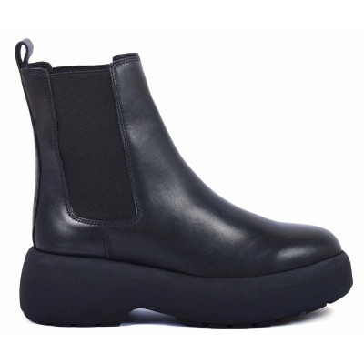 boots femme cuir noir à semelle plateforme Andrea Bruni AB-516-14-N