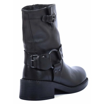 boots femme cuir noir avec boucles Andrea Bruni AB-B2-N