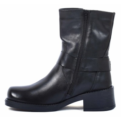 boots femme cuir noir avec boucles Andrea Bruni AB-B2-N