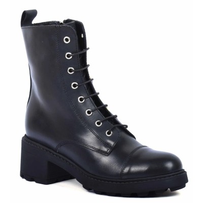 boots femme cuir noir semelle épaisse à lacets Andrea Bruni AB-9090-33-N