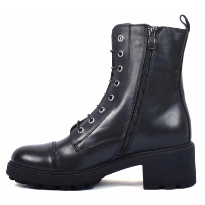 boots femme cuir noir semelle épaisse à lacets Andrea Bruni AB-9090-33-N