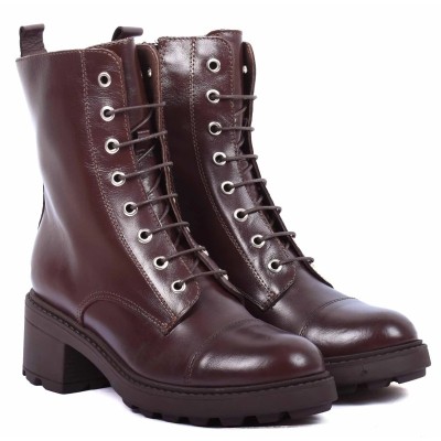 boots femme cuir marron semelle épaisse Andrea Bruni AB-9090-33-M