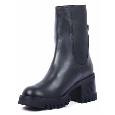 boots femme cuir noir talon bloc semelle épaisse Andrea Bruni AB-9090-32-N