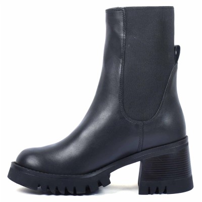 boots femme cuir noir talon bloc semelle épaisse Andrea Bruni AB-9090-32-N