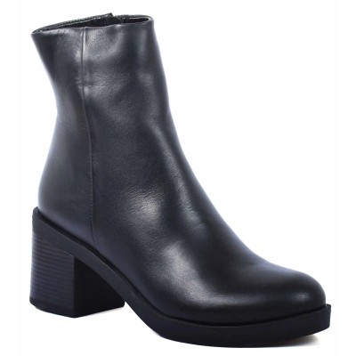 boots femme cuir noir à talon moyen Andrea Bruni AB-9090-7-N