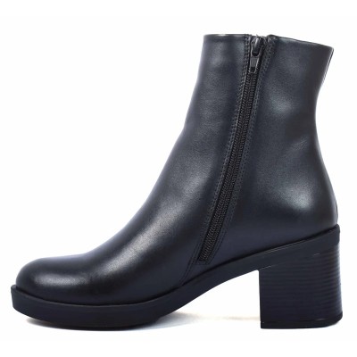 boots femme cuir noir à talon moyen Andrea Bruni AB-9090-7-N