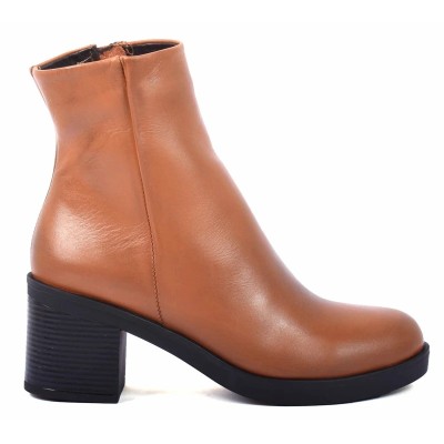 boots femme cuir camel à talon moyen Andrea Bruni AB-9090-7-C