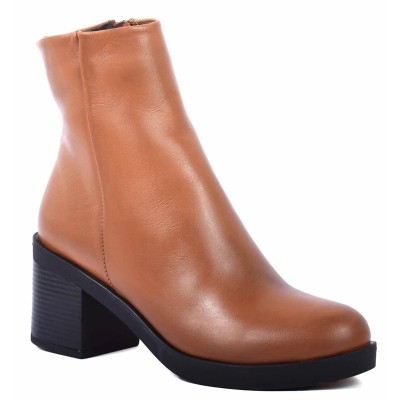 boots femme cuir camel à talon moyen Andrea Bruni AB-9090-7-C