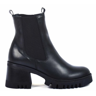 boots femme cuir noir semelle épaisse à talon bloc Andrea Bruni AB-9090-8-N