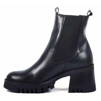 boots femme cuir noir semelle épaisse à talon bloc Andrea Bruni AB-9090-8-N