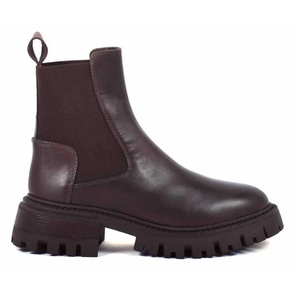 BOOTS FEMME CUIR MARRON SEMELLE ÉPAISSE