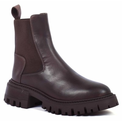 boots femme cuir marron semelle épaisse Andrea Bruni AB-516-20-M