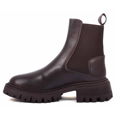 boots femme cuir marron semelle épaisse Andrea Bruni AB-516-20-M