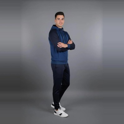 Survêtement homme bleu pétrole avec capuche RS-639-BLP