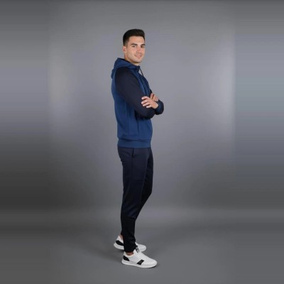 Survêtement homme bleu pétrole avec capuche RS-639-BLP